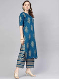 Gosriki Women'S Printed Straight Kurta With Palazzo (Prush & Samadhan_Xl) Multicolour,Multicolour,,B091C3XR6R