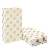 ADIDO EVA Gold Polka Dot Paper Bags Small Paper Party Treat Bags 50 PCS 5.1 x 3.1 x 9.4 Inch