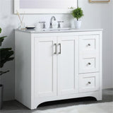 Elegant Decor Moore 36 Single Quartz Top Bathroom Vanity In White