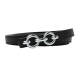 F Dream Women Thin Belts Skinny Leather Belt With Metal Pin Buckle For Dresses Pants Jeans (Black, 30 Inch)