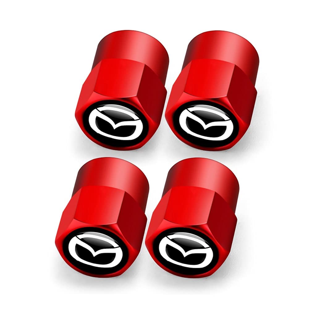 Hisport Hex 016 Red 4pcs Universal Car Tire Valve Stem Caps Air Cover Fit Mazda Accessories