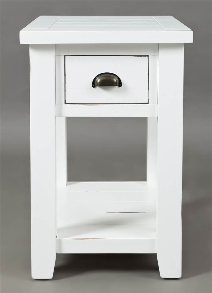 Jofran Artisan'S Craft Farmhouse Solid Acacia Chairside End Table, 16''L X 24''W X 24''H, Weathered White,1744-7