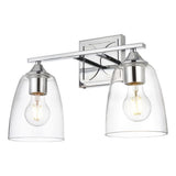 Living District Harris 2-Light Iron & Glass Bath Sconce In Chrome/Clear