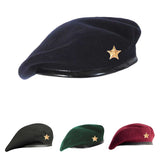 Indianecraft Woolen Rajputana Army Style Beret Cap For Men & Women With Badge (Blue)