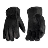 AMERICAN FUR Premium Buffalo Leather Gloves, Unlined Work Gloves (Black) (Small)