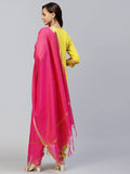 Gosriki Women'S Cotton Blend Embroidered Straight Kurta With Pant & Dupatta (Talpade-Yellow_L-Gs_Yellow_Large),Yellow,,B0BFBD72DG