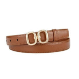 Fdream Women Leather Belt For Jeans Pants Fashion Ladies Belt With Gold Buckle (Brown, 30)