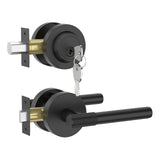 Asidrama Premium Black Zinc-Alloy Front Door Lock Set: Double Cylinder Deadbolt, Heavy Duty Security Handleset for Left/Right Ex