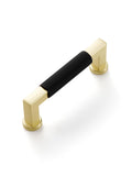 JIASENBAO 5 Pack Black and Gold Cabinet Pulls 3 Hole Center Knurled Brass Drawer Pulls Bathroom Dresser Handles Hardware Square 