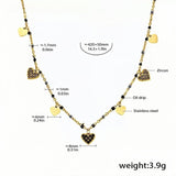 Gold Heart Charm Necklace with Black Zircon 18K Gold-Plated Stainless Steel, Elegant Dainty Jewelry 16.5''+1.9'', 3.9g