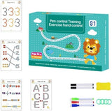 HETZON SALES Handwriting Pen Control Training Practice Book 64 Pages with Reusable Writing Pens, Tracing Workbook for Kids, Pre