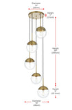 Living District Eclipse 5-Light Metal & Glass Pendant In Brass/Clear