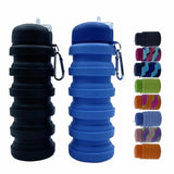 Dontinhu Collapsible Water Bottles 2 Pack 16oz(about 500ml), Travel Portable Sport Water Bottle, Silicone Foldable Water Bottles