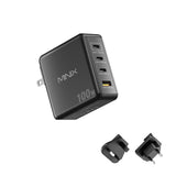 MINIX 100W USB C Charger, 4-Port Fast GaN Charger, Compact Foldable Wall Charger, Compatible with MacBook Pro/Air, iPad Pro, iPh