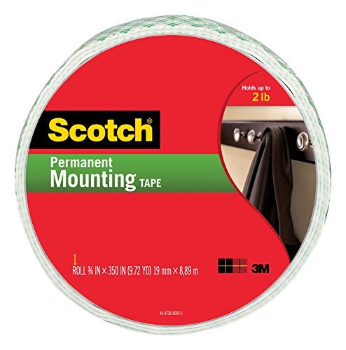 Scotch Indoor Mounting Tape, 3/4-In X 350-In, White, Holds Up To 2 Lbs, 1-Roll (110-Long)