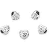20pcs Best Grandma Love Heart Bead Large Hole Beads (4.5mm Hole) Antique Silver