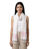 Pack Of 3 Women Pink & White Viscose Rayon Tasseled Scarf