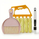 Moregosu Mini Cleaning Kit, 3Piece Compact Set with Broom, Dustpan, MultiFunctional Brush, Window Brush, Washable and Reusable