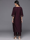 Libas Women'S Silk Blend Kurta Sets (34831_Burgundy Burgundy Xs