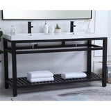 Elegant Decor Raya 60 Double Resin Top Metal Bathroom Vanity In Black