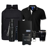 Giftana 8 In 1 Backpack And Collar Tshirt With Personalized Diary & Pen, Coffee Mug 400Ml, Keychain, Mobile Stand, Bottle 750Ml 