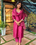 Gosriki Women'S Rayon Viscose Straight Embroidered Kurta With Pant & Dupatta (Bagicha Rani-Vks03-Gs_S_Pink_Small),Pink,,B0F9PW55XQ