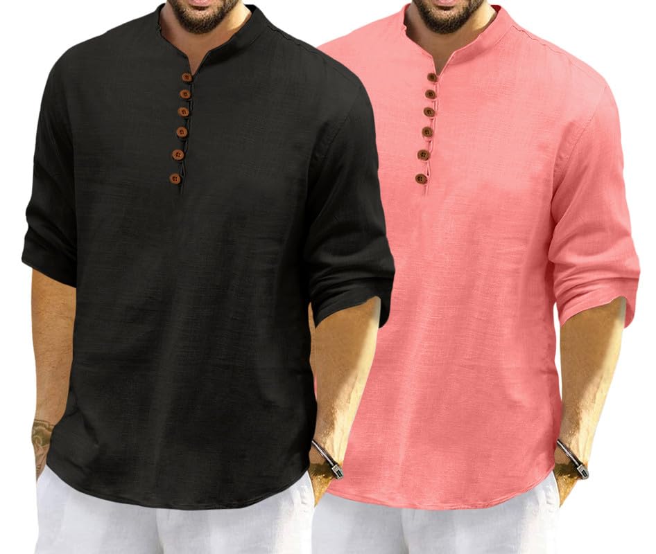 Royalscout Men'S Cotton Polyester Blend Solid Regular Fit Full Sleeve Short Kurta | Ethnic, Lightweight Summer Kurta For Daily &