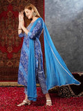 Gosriki Women'S Cotton Blend Straight Printed Kurta With Pant & Dupatta (Vedhabali Blue-Jb-Gs_M_Blue_Medium),Blue,,B0D73W7CH2