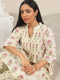 Libas Women'S Cotton Floral Kurta Set (400443_Off White_Xl)
