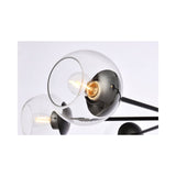 Living District Briggs 6-Light Mid-Century Metal Pendant In Black And Clear