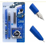 SHREE TECHNESH Space Fountain Pen Set for Kids 912 & Teens | 2 Designer Fountain Pens with 6 Ink Refills | Smooth Writing Fine