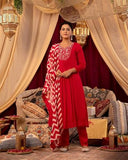 Gosriki Women'S Rayon Blend Anarkali Embroidered Kurta With Pant & Dupatta (Varalaxmi Red-Gs_M_Red_Medium),Red,,B0DHKRVDRJ