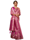 Satrani Womens Banarasi Silk Blend Saree (2786S101N_Pink)