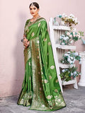 Greciilooks Womens Jacquard Cotton Silk Saree (Gl-S2369-Green)
