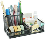 WROPZO 3 Sections Metal Mesh Stationary Stand | Tidy Pencil/Pen Holder Office, Desk Organizer Stand for Use to Keep Their Essent