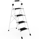 KMFurnila 4 Step Ladder for Adults, Folding Step Stool with Cushioned Handle Wide Anti-Slip Pedal & Ergonomic Design for Kitchen