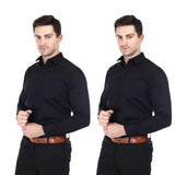 Xjarvis Clifton Men'S Regular Fit Cotton Blend Plain Shirt Full Sleeves Casual & Formal Summer Shirt With Pocket Design & Spread Collar Pack Of 2 (Black S),Black Pack of 2,,B0DN6FR7T7
