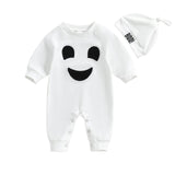 Twopumpkin Newborn Toddler Baby Boy Girl Halloween Ghost Costume Infant Boo Costumes Romper Jumpsuit Outift With Hat (Boo Ghost 
