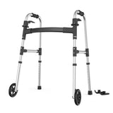 Loyoda Walkers for Seniors, FSA/HSA Eligible Folding Walker with Ski Glides 5'' Front Wheel Medical Lightweight Walker Height Ad