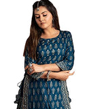 Anni Designer Women'S Rayon Blue Printed Kurta With Plazzo (Doli Baii_S),Blue,S,Rayon,Regular,kurta