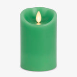Luminara Flameless LED Battery Operated Flickering Pillar Moving Flame Candles (Vibrant Green, 3 x 4.5)