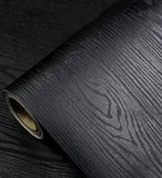 Black Wallpaper - Wood Peel and Stick Wallpaper - Black Wood Self-Adhesive & Removable Wall Paper for Countertop Furniture Kitch