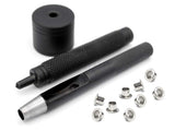 CRAFTMEMORE 2mm Grommet Tool Kit Eyelet Setting Tool Grommet Setter Hole Punch Cutter & Pack of 100 Grommets (0.08 (2mm) Inside 