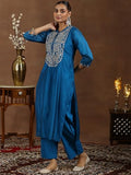 Libas Women'S Chanderi Silk Kurta Set (49461_Teal_5Xl)