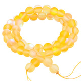 Matte Aurora Crystal Glass Beads Gemstone 10MM Yellow Frosted Glitter Shining Mermaid Round Loose Beads Frosted Moonstone for Je