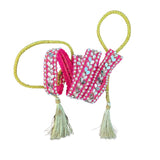 Handicrafted Pink Belt With Moti And Mirror Work For Sarees, Lehengas, Gowns, Frocks And IndoWestern Dresses(44)