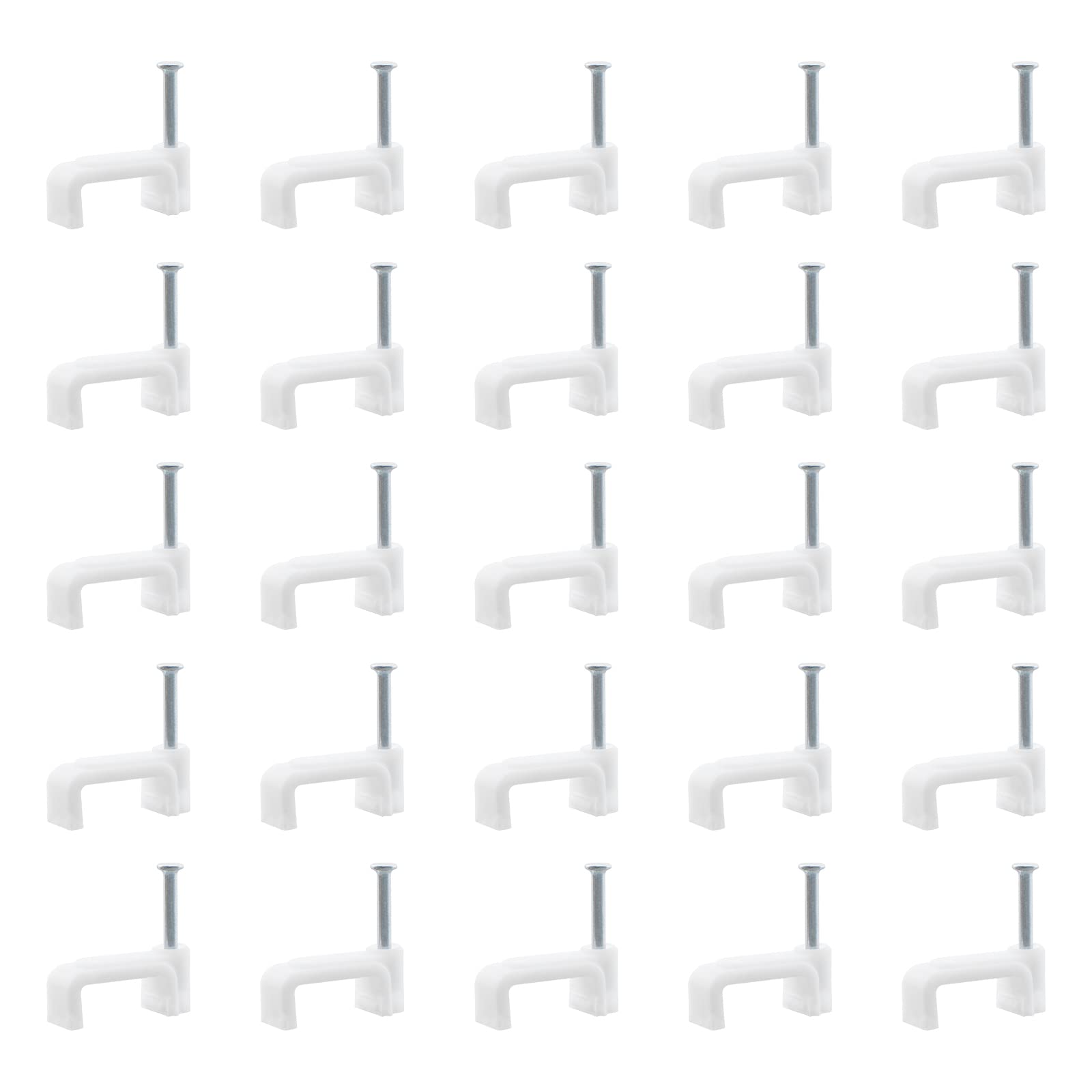 INCREWAY 200Pcs 12mm Flat Cable Wire Clips Cable Staples Cord Holder Wire Management, White