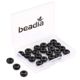 BEADIA Natural Black Onyx Rondelle Stone with Large Hole (4mm) Loose Semi Gemstone Beads for Jewelry Making 10mmx4mm 24pcs