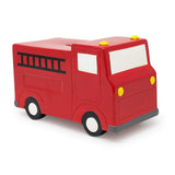 Isaac Jacobs Ceramic Red Fire Truck Coin Bank, Vehicle Money Bank Home D cor, Piggy Bank Gift for Kids, Teens, and Adults (Red 