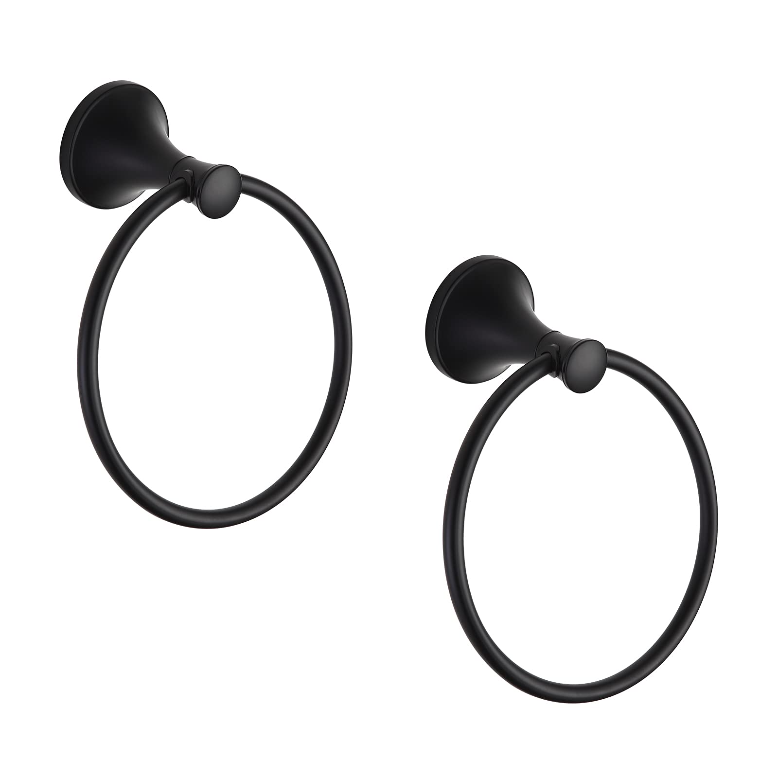 BVL 2 Pack Black Towel Ring Hand Towel Holder Ring Hanger for Bathroom Accessories Kitchen Metal Round Towel Holder Wall Mounted